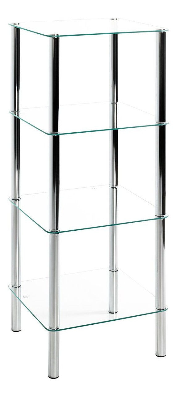 Haku Standregal aus Stahlrohr mit Glasablagen, Chrom-Optik, quadratisch