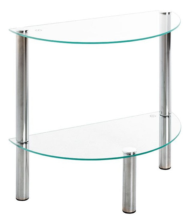 Haku Beistelltisch halbrund, Stahlrohr chrom mit Glasablagen