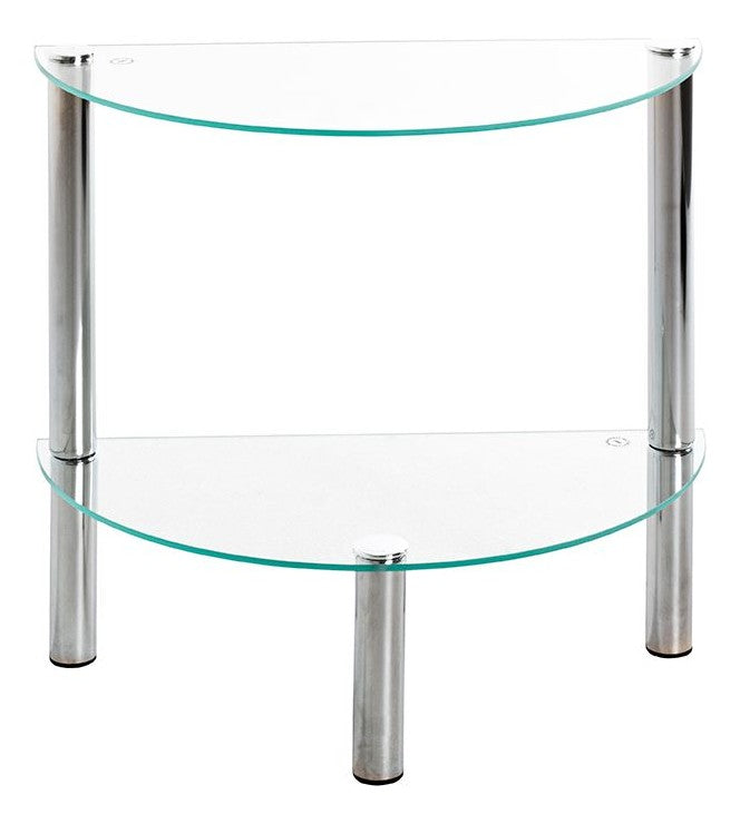 Haku Beistelltisch halbrund, Stahlrohr chrom mit Glasablagen