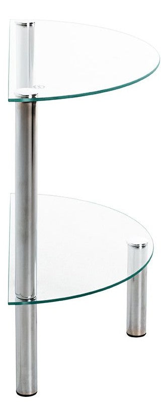 Haku Beistelltisch halbrund, Stahlrohr chrom mit Glasablagen