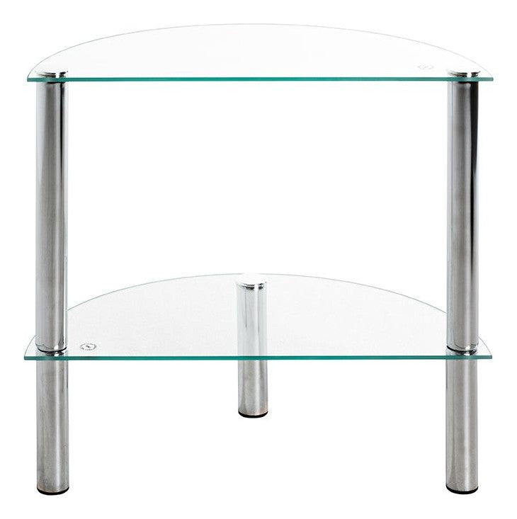 Haku Beistelltisch halbrund, Stahlrohr chrom mit Glasablagen