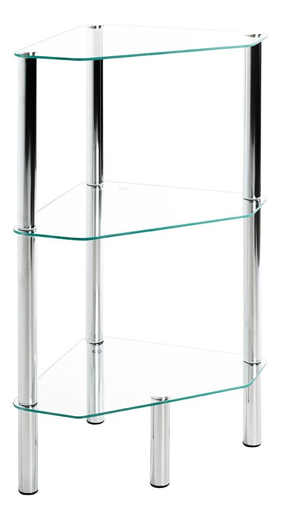 Haku Standregal dreieckig aus Stahlrohr mit Glasablagen, Chrom
