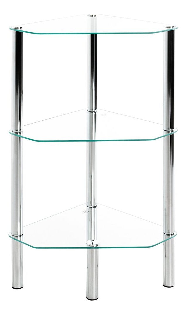 Haku Standregal dreieckig aus Stahlrohr mit Glasablagen, Chrom