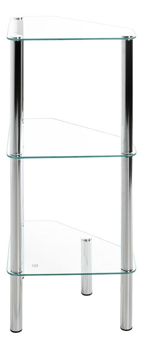 Haku Standregal dreieckig aus Stahlrohr mit Glasablagen, Chrom