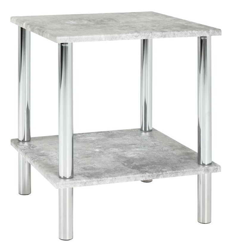 Haku Beistelltisch Betonoptik mit Chrom-Gestell, quadratisch
