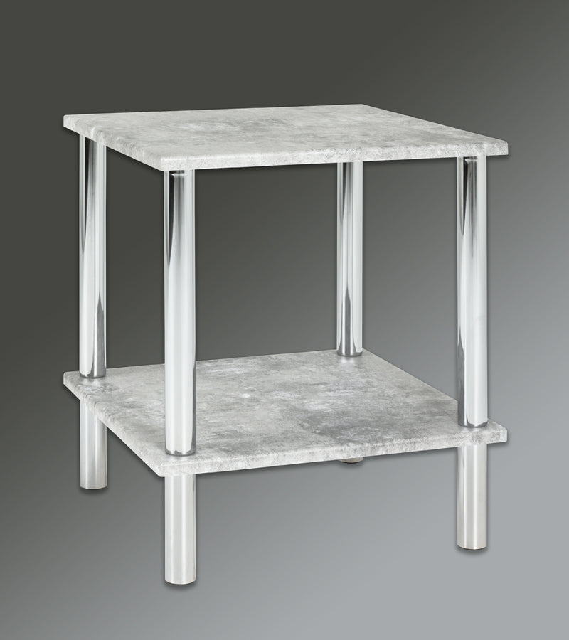 Haku Beistelltisch Betonoptik mit Chrom-Gestell, quadratisch