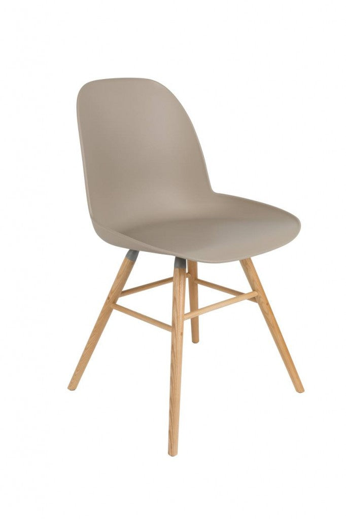 Esszimmerstuhl Albert Kuip im 2er-Set, Taupe mit Eschenholz-Gestell