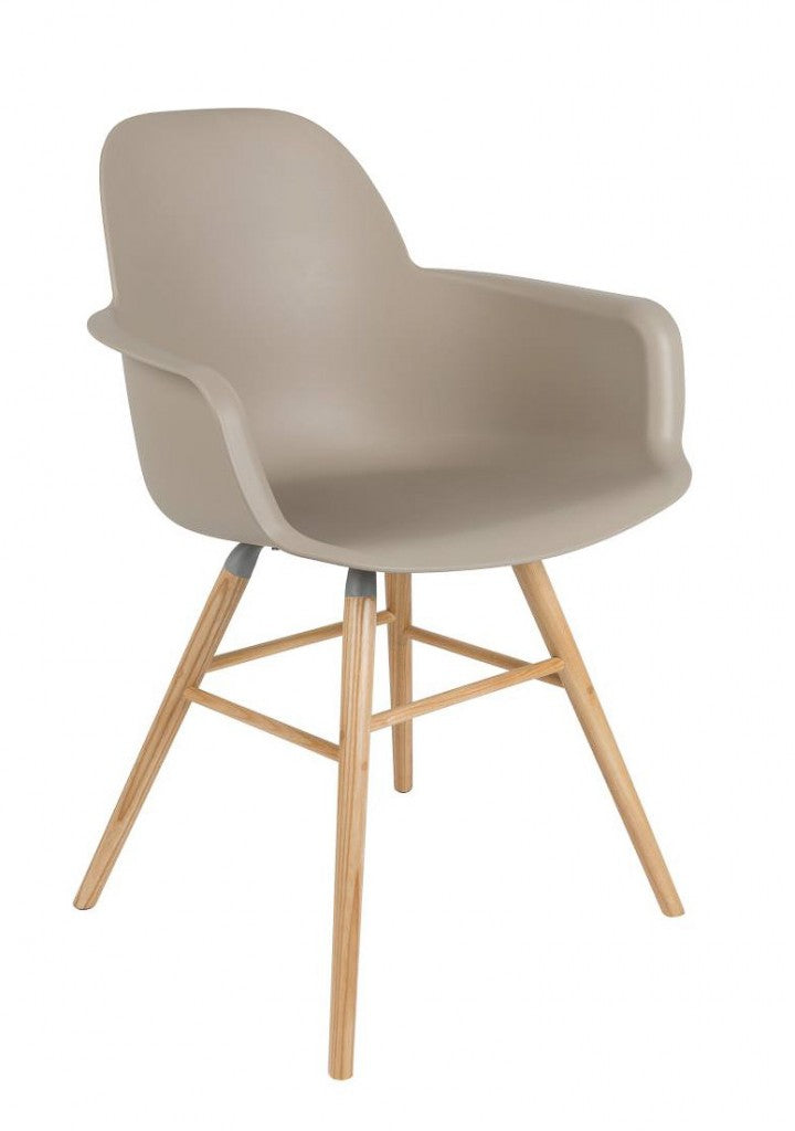 Sessel Albert Kuip im 2er-Set, Taupe mit Eschenholz-Beinen von Zuiver