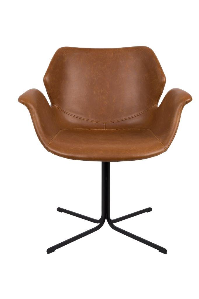 Sessel Nikki All Brown im 2er-Set aus PU-Kunstleder von Zuiver