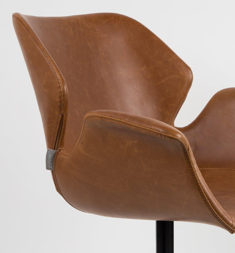 Sessel Nikki All Brown im 2er-Set aus PU-Kunstleder von Zuiver
