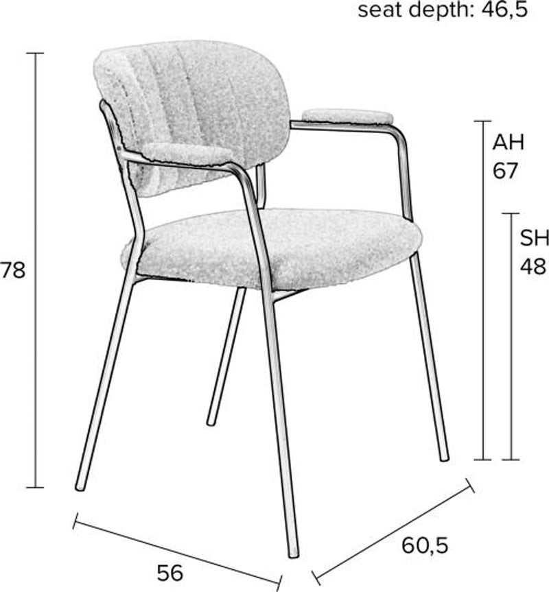 Sessel Jolien im 2er-Set, Bouclé Weiß mit schwarzem Metallgestell