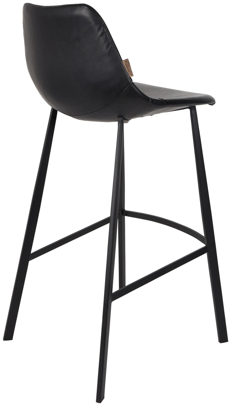 Barhocker Franky im 2er-Set, Schwarz mit Kunstleder von Dutchbone