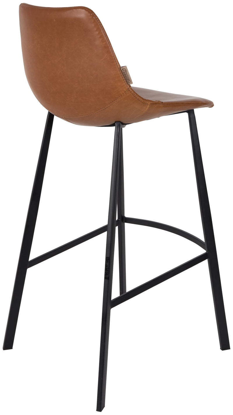 Barhocker Franky im 2er-Set, Braun aus Kunstleder von Dutchbone