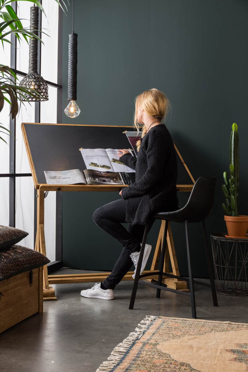 Barhocker Franky 2er-Set in Schwarz mit Kunstleder von Dutchbone
