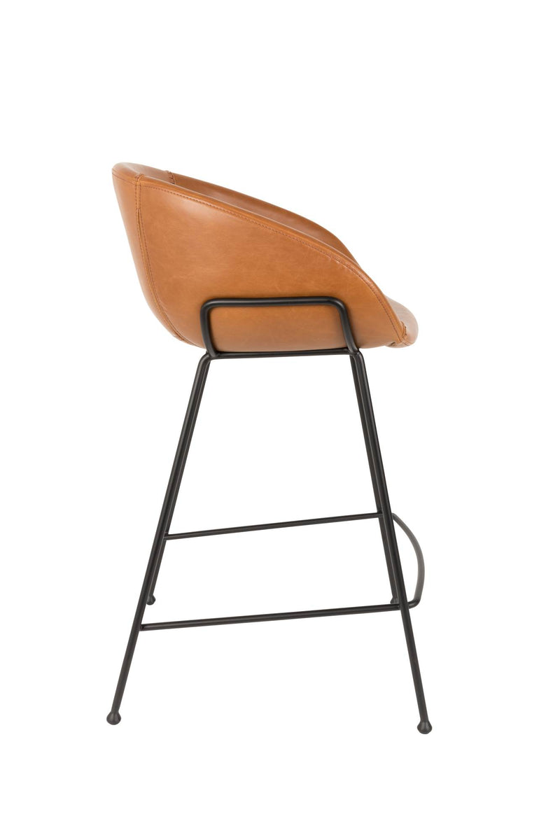 Barhocker Feston 2er-Set, Braun mit Kunstleder und Stahlgestell