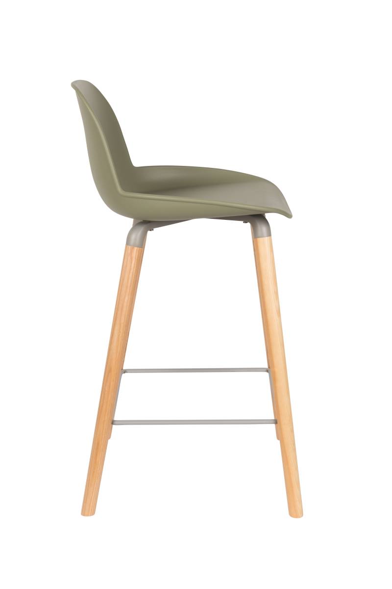 Barhocker Albert Kuip im 2er-Set, Grün mit Massivholzbeinen