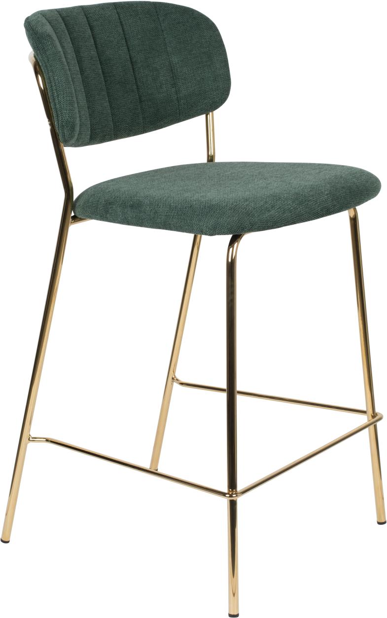Barhocker Jolien im 2er-Set, Dunkelgrün mit goldenem Gestell
