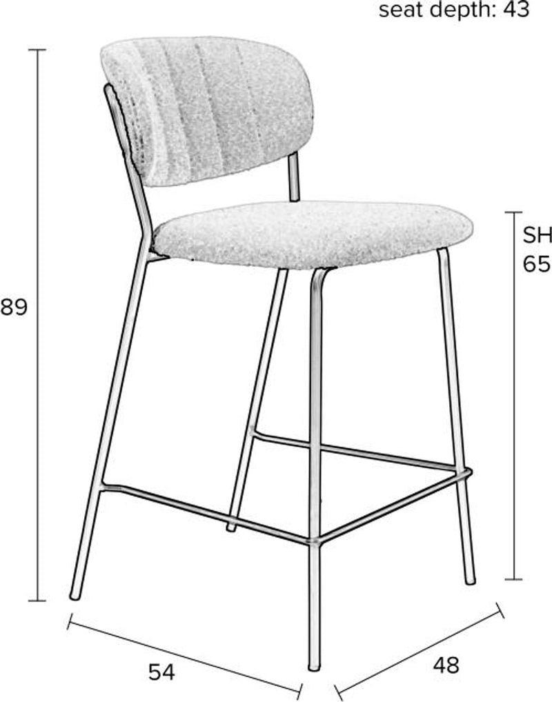 Barhocker Jolien im 2er-Set, Weiß mit Bouclé-Bezug und Metallgestell