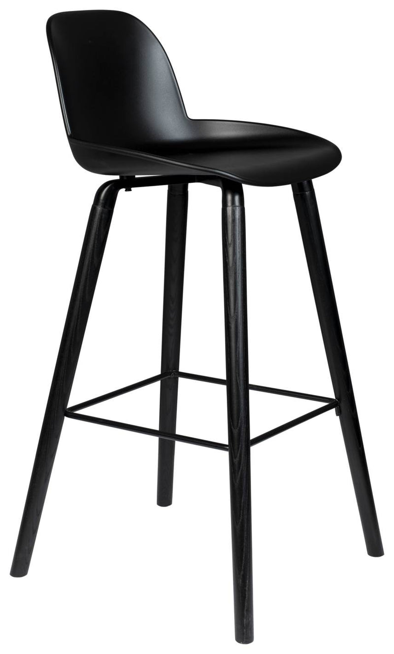 Barhocker Albert Kuip 2er-Set All Black mit Eschenholzbeinen