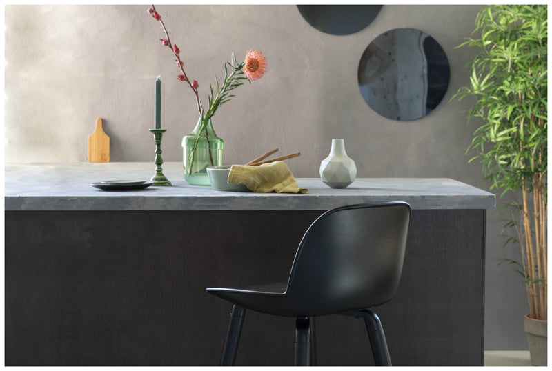 Barhocker Albert Kuip 2er-Set All Black mit Eschenholzbeinen