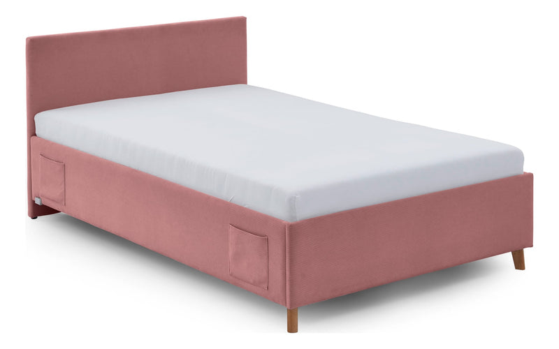 Jugendbett Cool mit USB-Anschluss & Betttaschen, Polsterbett in Rosé – Ansicht 4