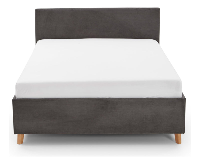 Jugendbett Cool mit USB-Anschluss & Betttaschen, Polsterbett in Anthrazit – Ansicht 4