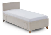 Jugendbett Cool mit USB-Anschluss & Betttaschen, Polsterbett in Cremeweiß – Ansicht 5