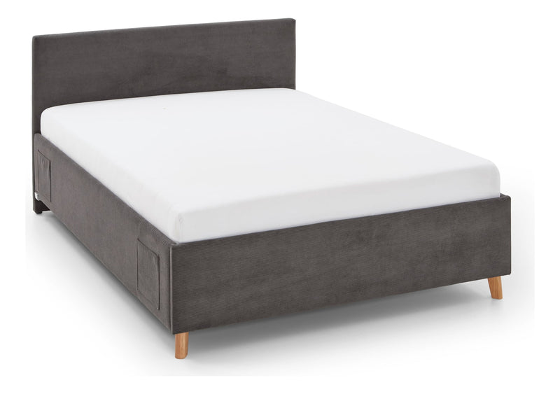 Jugendbett Cool mit USB-Anschluss & Betttaschen, Polsterbett in Anthrazit – Ansicht 8