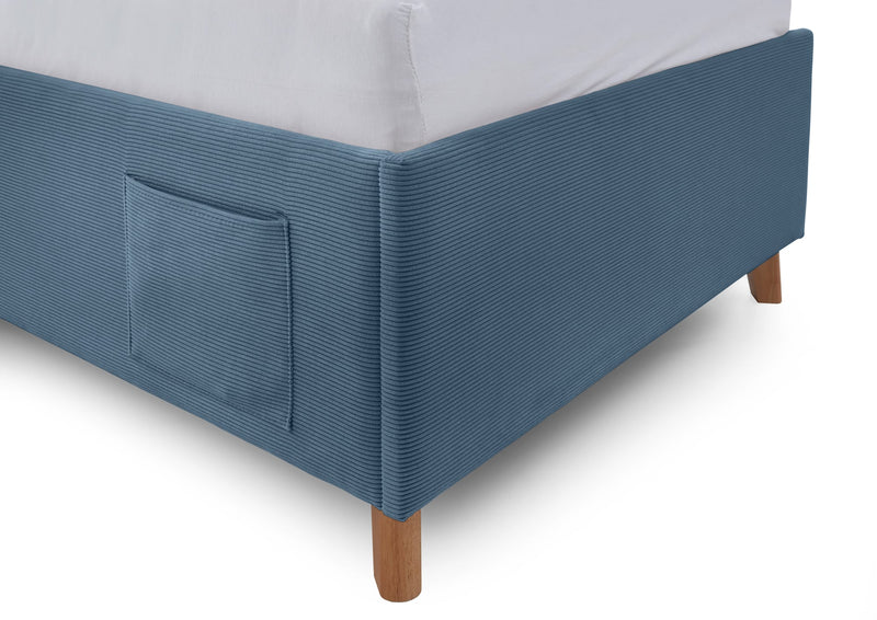 Jugendbett Cool mit USB-Anschluss & Betttaschen, Polsterbett in Blau – Ansicht 5