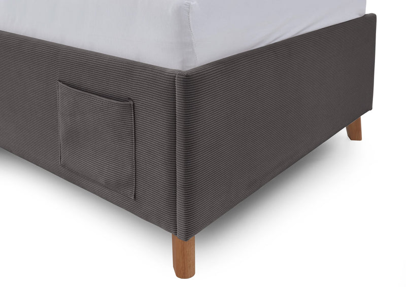 Jugendbett Cool mit USB-Anschluss & Betttaschen, Polsterbett in Anthrazit – Ansicht 11