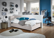 Jugendbett Cool mit USB-Anschluss & Betttaschen, Polsterbett in Cremeweiß – Ansicht 2