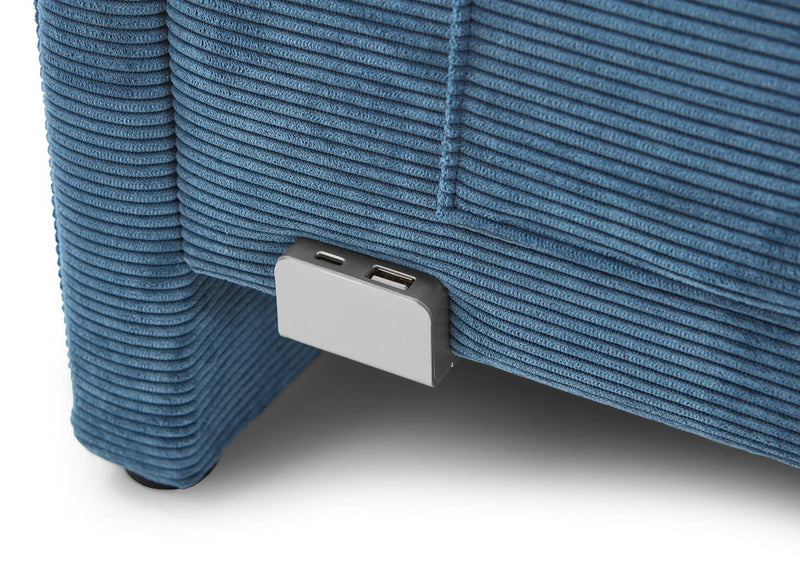 Jugendbett Cool mit USB-Anschluss & Betttaschen, Polsterbett in Blau – Ansicht 9