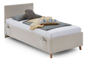 Jugendbett Cool mit USB-Anschluss & Betttaschen, Polsterbett in Cremeweiß – Ansicht 3