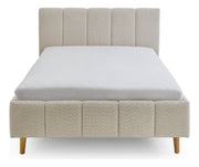 Polsterbett Alva mit Kopfteil-Einzügen und Holzfüßen in Creme – Ansicht 6