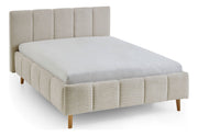 Polsterbett Alva mit Kopfteil-Einzügen und Holzfüßen in Creme – Ansicht 10