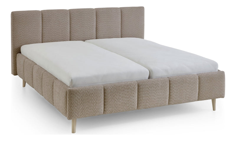 Polsterbett Alva mit Kopfteil-Einzügen und Holzfüßen in Cappuccino – Ansicht 11