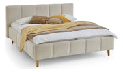 Polsterbett Alva mit Kopfteil-Einzügen und Holzfüßen in Creme – Ansicht 16