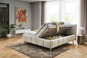 Polsterbett Alva mit Bettkasten und Federholzrahmen in Creme – Ansicht 28
