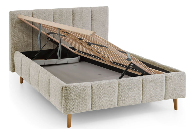 Polsterbett Alva mit Bettkasten und Federholzrahmen in Creme – Ansicht 44