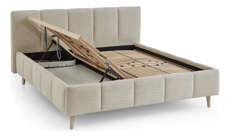 Polsterbett Alva mit Bettkasten und Federholzrahmen in Creme – Ansicht 45