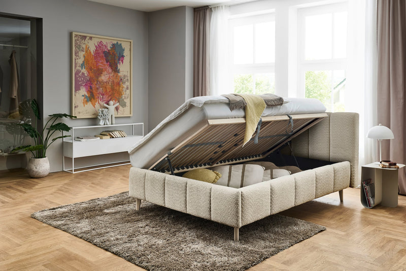 Polsterbett Alva mit Bettkasten und Federholzrahmen in Creme – Ansicht 25