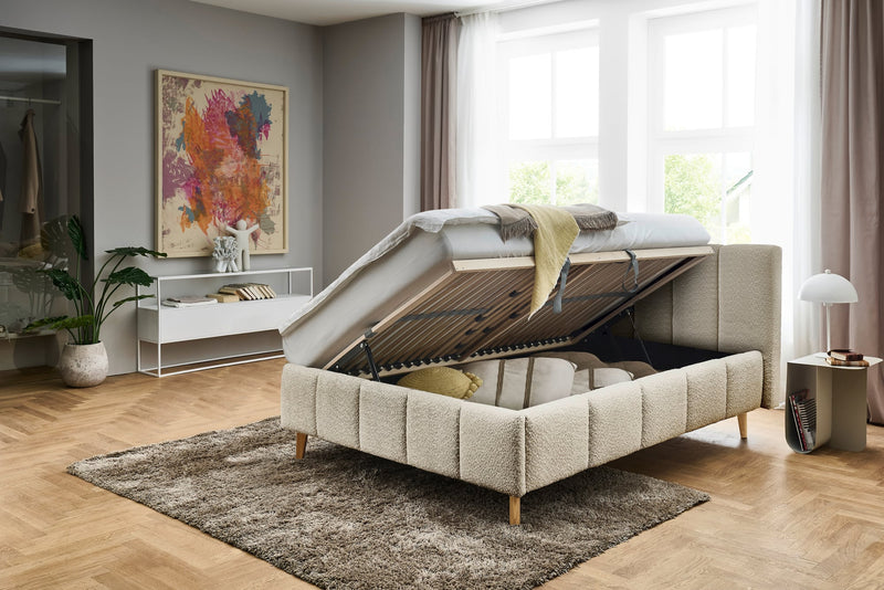 Polsterbett Alva mit Bettkasten und Federholzrahmen in Creme – Ansicht 26