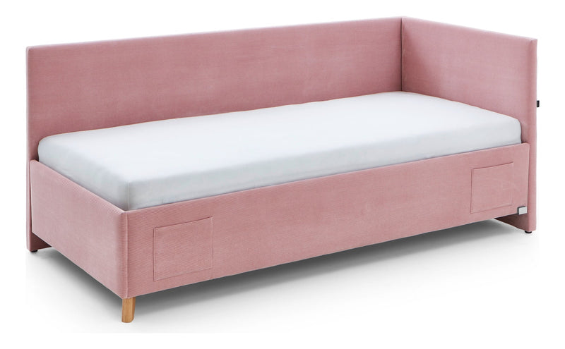 Jugendbett Cool mit Rückenteil und USB-Anschluss, Polsterbett in Rosé – Ansicht 5