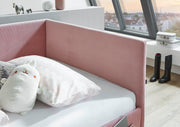 Jugendbett Cool mit Rückenteil und USB-Anschluss, Polsterbett in Rosé – Ansicht 8