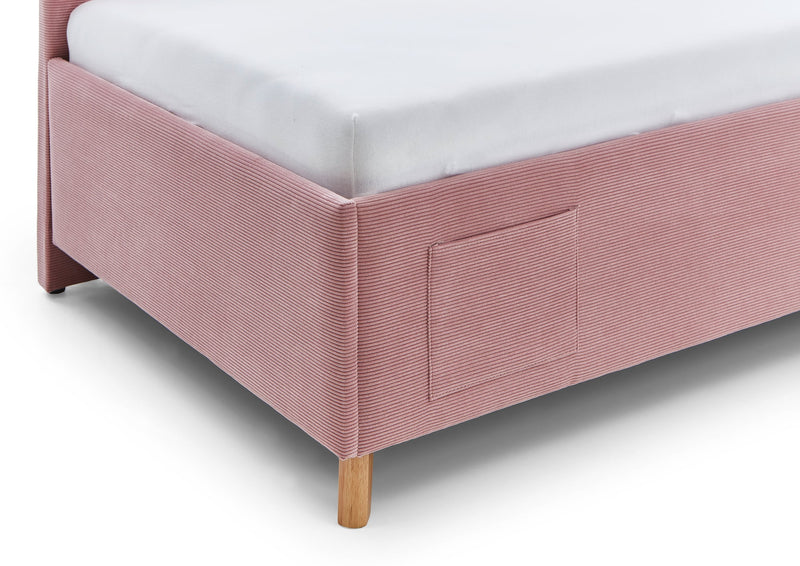 Jugendbett Cool mit Rückenteil und USB-Anschluss, Polsterbett in Rosé – Ansicht 9