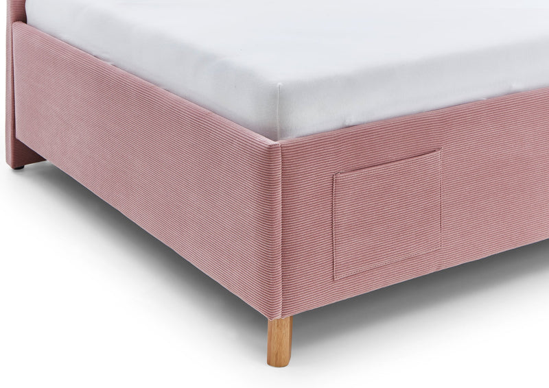 Jugendbett Cool mit Rückenteil und USB-Anschluss, Polsterbett in Rosé – Ansicht 10