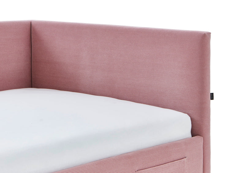 Jugendbett Cool mit Rückenteil und USB-Anschluss, Polsterbett in Rosé – Ansicht 12