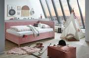 Jugendbett Cool mit Rückenteil und USB-Anschluss, Polsterbett in Rosé – Ansicht 2