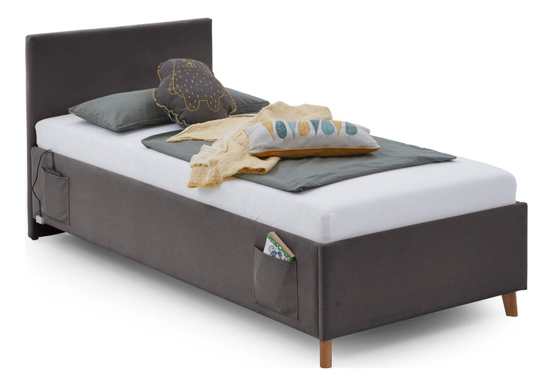 Jugendbett Cool mit Bettkasten und USB-Anschluss, Polsterbett in Anthrazit – Ansicht 5