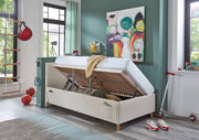 Jugendbett Cool mit Bettkasten und USB-Anschluss, Polsterbett in Cremeweiß – Ansicht 9